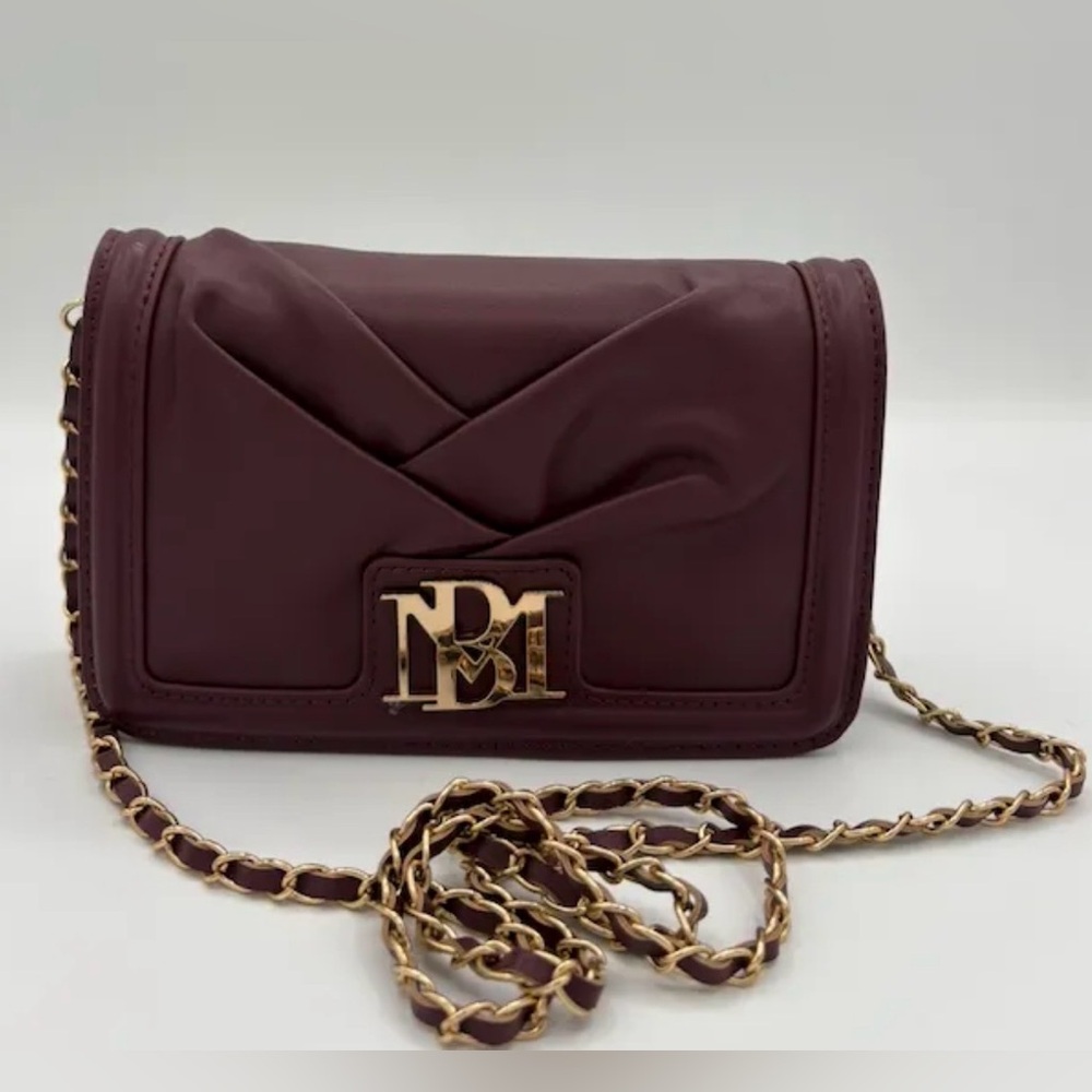 New Badgley Mischka Quilted Crossbody in Plum with Gold Hardware